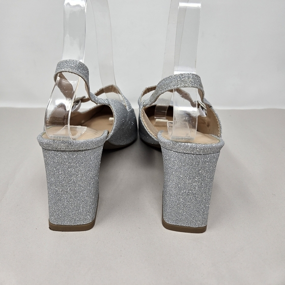 Dream Pairs High Heels Womens Sz 6.5 Silver Glitter Sling Back Mary Jane Strap - Picture 4 of 10